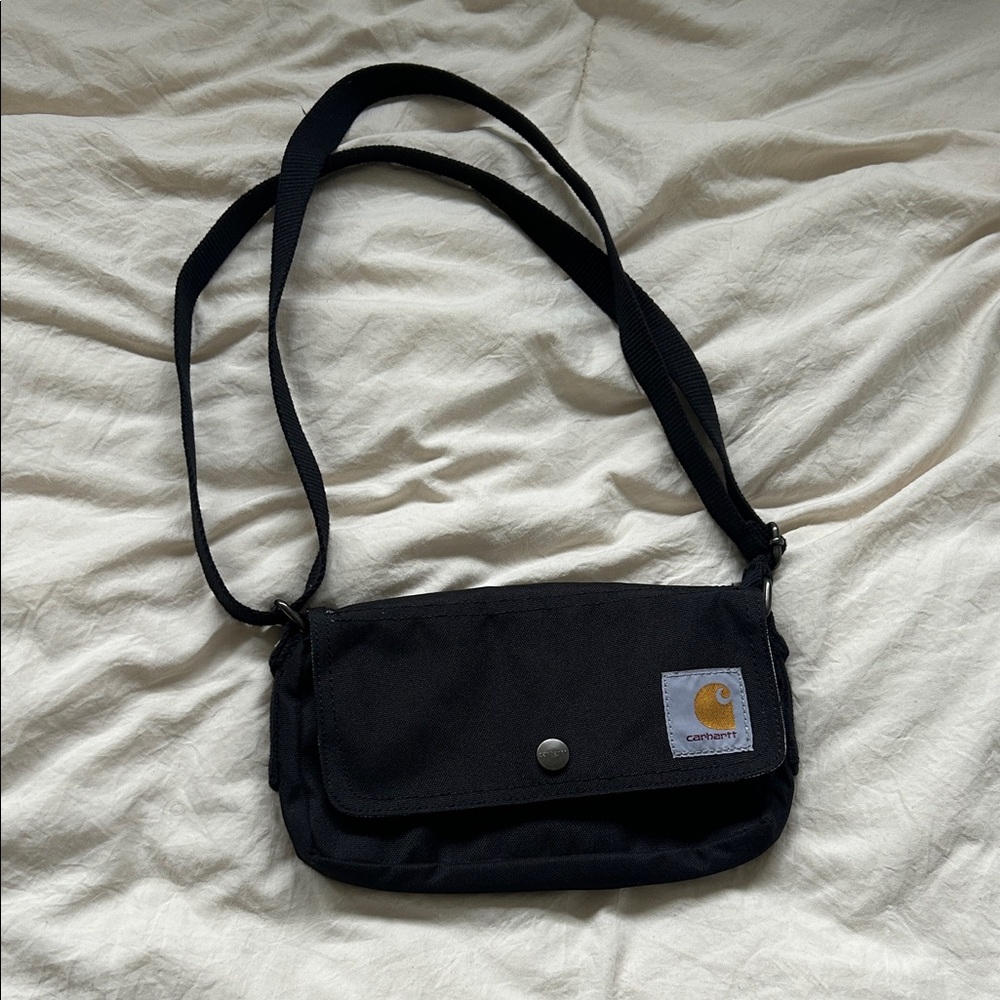 Carhartt Black Small Messenger Crossbody Bag with Logo Patch